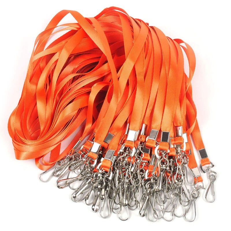 Beebel Orange Lanyard Bulk Lanyards for Id Badges Flat Lanyard with Badge Clip Swivel Hook 50 Pack - Image 1